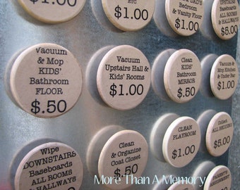 Set of (10) CUSTOM Chore Magnets: Custom Chore Chart System