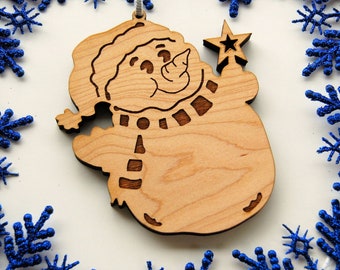 Custom Ornament, Personalized Ornament, Snowman Christmas Ornament, Wood Ornament
