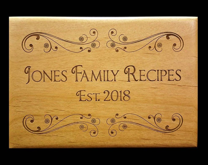 Family Name Gift, Personalized Recipe Box, Anniversary Gift, Wedding Present, Bridal Shower Gift, Family Gift, Bridal Shower