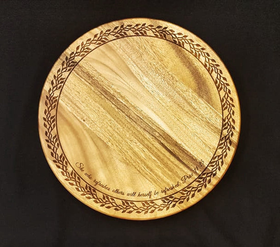 Custom Engraved Lazy Susan Wood Lazy Susan Gift Turntable Etsy