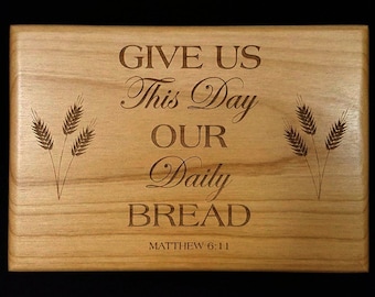Give us This Day Our Daily Bread, Custom Recipe Box, Personalized Recipe Box, Wood Recipe Box, Engraved Recipe Box, Wheat
