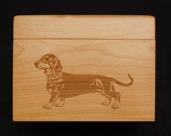 Dachshund Gift, Personalized Recipe Box, Custom Recipe Box, Recipe Cards, Wood Recipe Box, Weiner Dog, Gift for Cooks