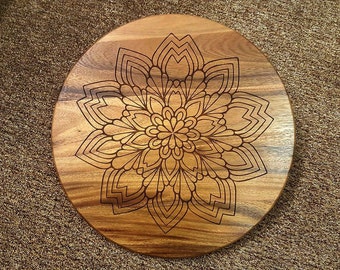 Custom Engraved Acacia Wood Lazy Susan: 16" Turntable Gift