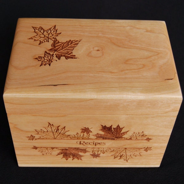 Personalized Recipe Box: Leaf Design, Kitchen Storage