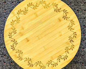 Sunflower Design Bamboo Lazy Susan - Engraved Table Centerpiece