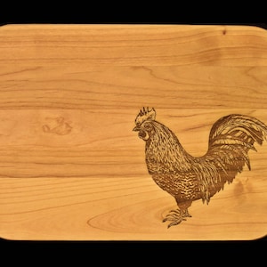 Rooster Cutting Board, Rooster Kitchen Decor Gift,  for Couple, Wood Cutting Board, Anniversary Gift, Chicken, Farmhouse decor