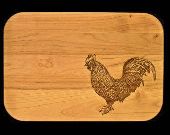 Rooster Cutting Board, Rooster Kitchen Decor Gift,  for Couple, Wood Cutting Board, Anniversary Gift, Chicken, Farmhouse decor