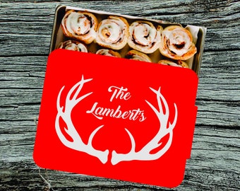 Antler Cake Pan: Personalized Engraved Aluminum Baking Pan with Lid