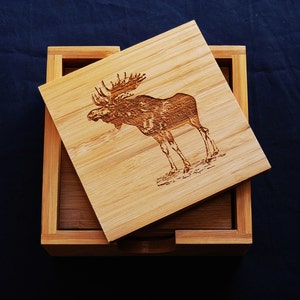 Moose, Coaster, Drink Coasters, Wood Coaster, Gifts for Hunters, Cabin