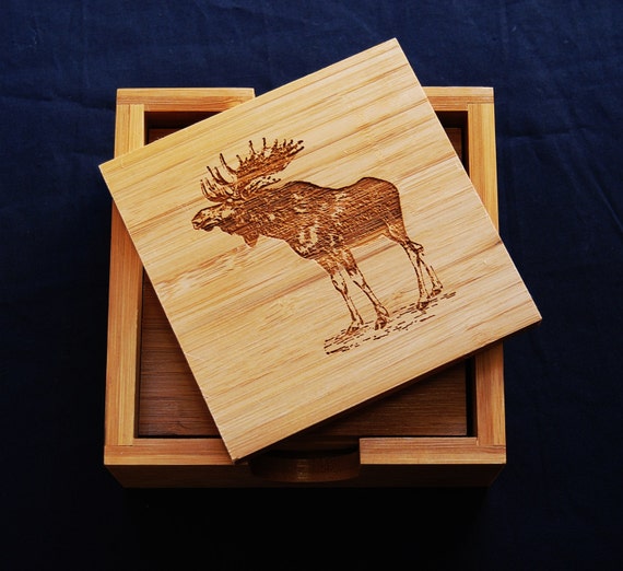 Moose Coaster Drink Coasters Wood Coaster Gifts For Etsy