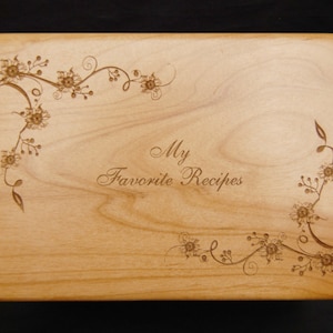 Gift for Cook, Recipe Box, Engraved Recipe Box, Sunflower, Recipe Box, Wood Recipe Box, Engraved Recipe Box, Recipe Box and Cards