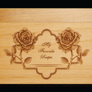 Personalized Rose Wood Recipe Box Gift for Her