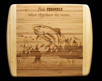 Fishing Cutting Board, Fisherman Cutting Board, Bamboo Cutting Board, Gift