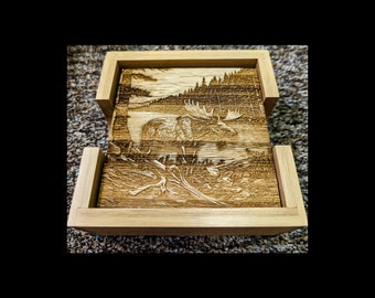 Moose, Coaster, Drink Coasters, Wood Coaster, Gifts for Hunters