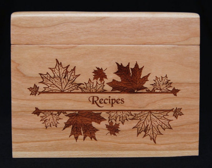 Custom Recipe Box, Personalized Recipe Box, Wood Recipe Box, Engraved Recipe Box, Recipe Cards