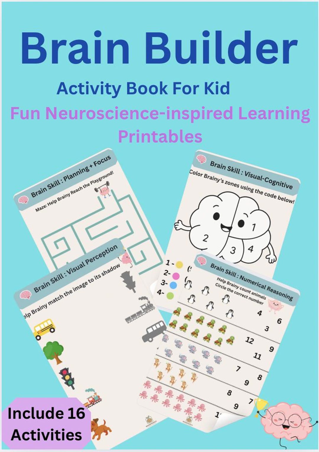 Brain Activity Pack for Kids: Cognitive Learning Worksheets (PDF) - Etsy