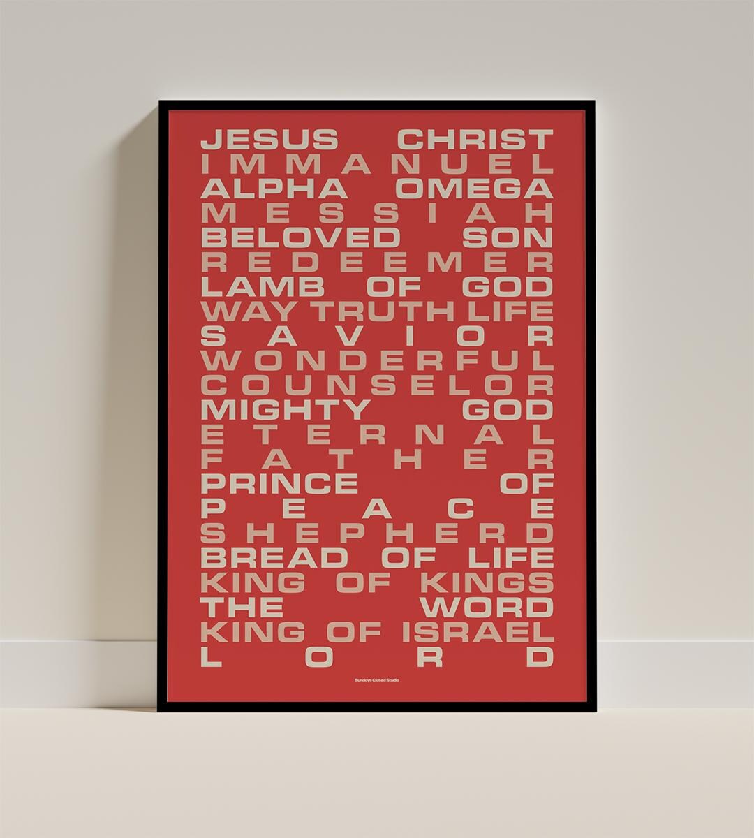 Names of Jesus Christ - Framed Poster Christian Art Bible Modern ...