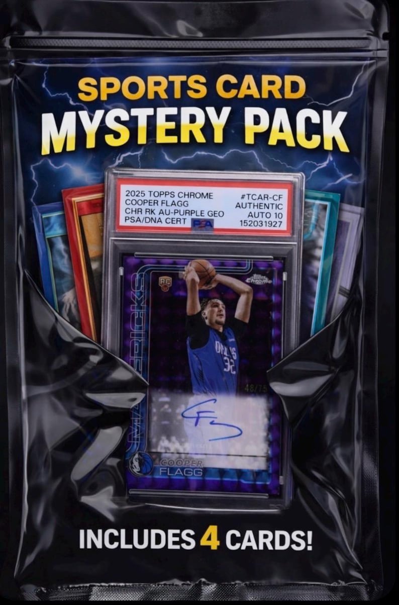 Cooper Flagg Auto Mystery Pack 4 Sports Cards Per Pack | Chance at PSA 10 Autograph, Rookie Cards, NBA Hits, High-End Chase Pack image 1