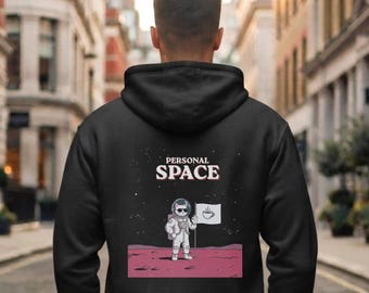 Personal Space Hoodie | Astronaut Cat Graphic Sweatshirt | Funny Space Coffee Hoodie | Introvert Cat Lover Gift | Bad Meow Co