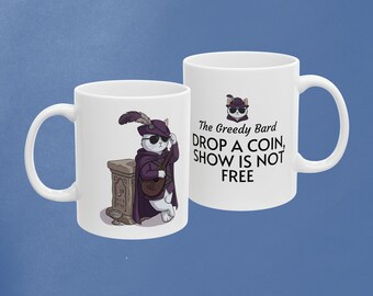 Mug Barde Gourmand | Déposez une pièce | Mug humoristique Donjons et Dragons | Cadeau Donjons et Dragons | Cadeau Maître du Donjon | Mug Chat