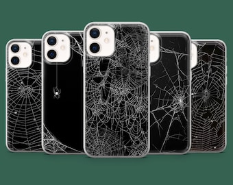 Spider Web Phone Case Spider Gothic Emo Cover for iPhone 18 Pro, 17, 16, 15, 14, 13, 12, Samsung S26, S25, S24, A57, A17, Pixel 11, 10, 9A