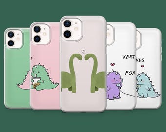 Couple Phone Case Cute Dino Dinosaur Cover for 17, 17Pro, 16, 15, 14, 13, 12, Samsung S26, S25, S24, S23, S22, A56, Pixel 10A, 10Pro, 9A