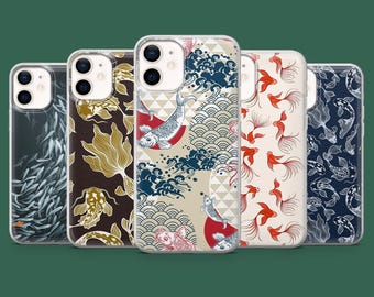 Koi Fish Phone Case Japanese Cover for iPhone 18 Pro, 17, 16, 15, 14, 13, 12, 11, Samsung S26, S25, S24, S23, A57, A17, Pixel 11Pro, 10, 9A