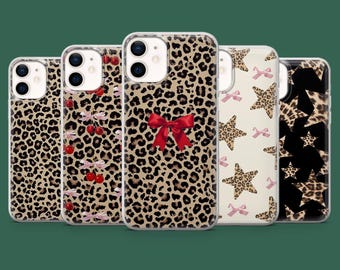 Funda de teléfono con estampado de guepardo y estrellas de leopardo para Samsung Galaxy S26, S25, S24, S23, S22, A16, A56, Pixel 10A, 10Pro, 9A y 8.