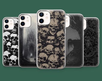 Gothic Phone Case Skull Goth Cover for 17, 17Pro, 16, 15, 14, 13, 12, 11, Samsung S26, S25, S24, S23, S22, A56, A17, Pixel 10A, 10Pro, 9A