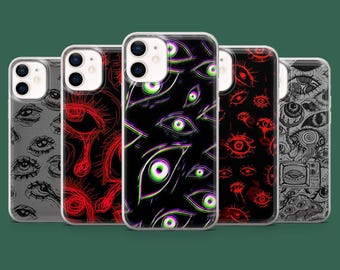Creepy Eye-telefoonhoes Gore Gothic Cover voor 17, 17Pro, 16, 15, 14, 13, 12, Samsung S26, S25, S24, S23, S22, A56, Pixel 10A, 10Pro, 9A, 8A