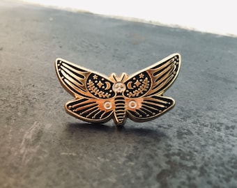 MOTH enamel pin | Badge | Brooch | Lapel Pin | Black & Gold