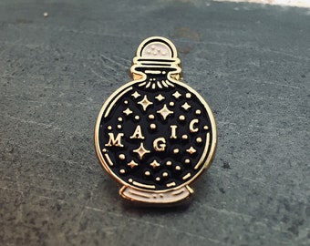 MAGIC BOTTLE enamel pin | Badge | Brooch | Lapel Pin | Black & Gold