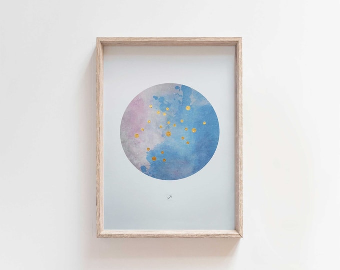 Sagittarius Constellation Print | Gold Leaf Zodiac Astrology Art