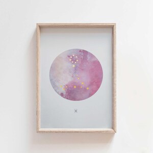 Pisces | Gold Leaf | Constellation Art | Star Sign Print | Horoscope Print | Zodiac Art | Birth Sign | Astrology Wall Art | Bedroom Wall Art