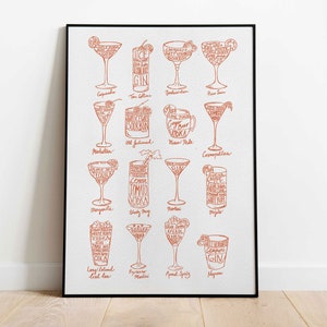 COCKTAIL-REZEPTE | Fine Art Giclée-Druck | Cocktail-Guide | Küche Kunst | A3 | A4