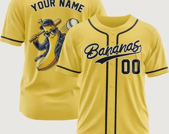 Custom Bananas Baseball Jersey, Funny Yellow Banana Shirt (KID, CROPTOP, ADULTS)