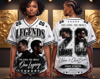 Usher Chr1s Br0wn Baseball Jersey, R&B Legends Concert Shirt, 2026 Tour Fan Apparel, Two Icons One Impact, Hip Hop Music Merch Outfit