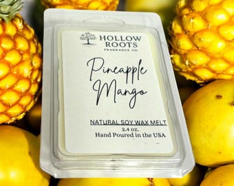 Pineapple Mango Wax Melts – Strong Scented | Tropical Fruit | Summer Home Fragrance | Handmade Soy Cubes