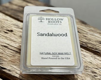 Sandalwood Wax Melts – Natural Soy, Warm Woodsy Scent