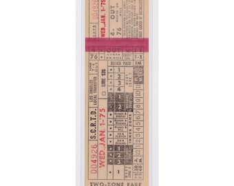 Bookmark / LA Bus Ticket Transfer - New Years Day (1975)