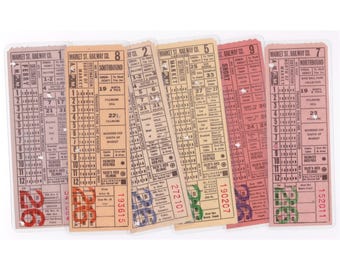 Bookmark / San Francisco Bus Ticket Transfer - Punched Ticket, Assorted Colors and Bus Lines