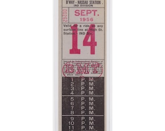 Bookmark / New York Bus Ticket Transfer - B'Way Nassau Station (1956)