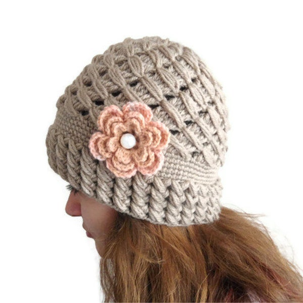 Beige beanie,crochet,Holiday Accessories,Christmas,Halloween,gift, Beige Hat