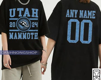 Personlig Utah Mammoth-tröja, Utah Mammoth-tröja med rund hals, Utah Hockey-tröja, Anpassad hockeytröja, Hockeynummertröja