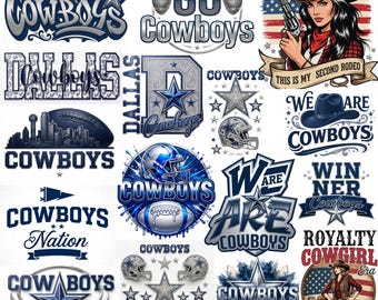 20+ Cowboys Football SVG & PNG Bundle –| Dallas Retro Game Day Helmet Clipart | Blue Star Sublimation | 300 DPI Digital Download Sports png