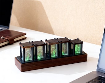 Reloj de tubo Nixie RGB Steampunk personalizado: decoración de escritorio personalizada