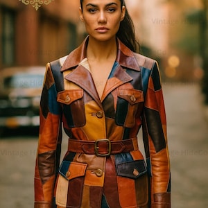 70s Leather Patchwork Jacket - Etsy