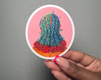 Locs and Braids Inspired Illustration | Vinyl Glossy Sticker