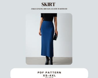 The Luna Side Slit Skirt Sewing Pattern PDF Digital Download Skirt Beginner XS–4XL