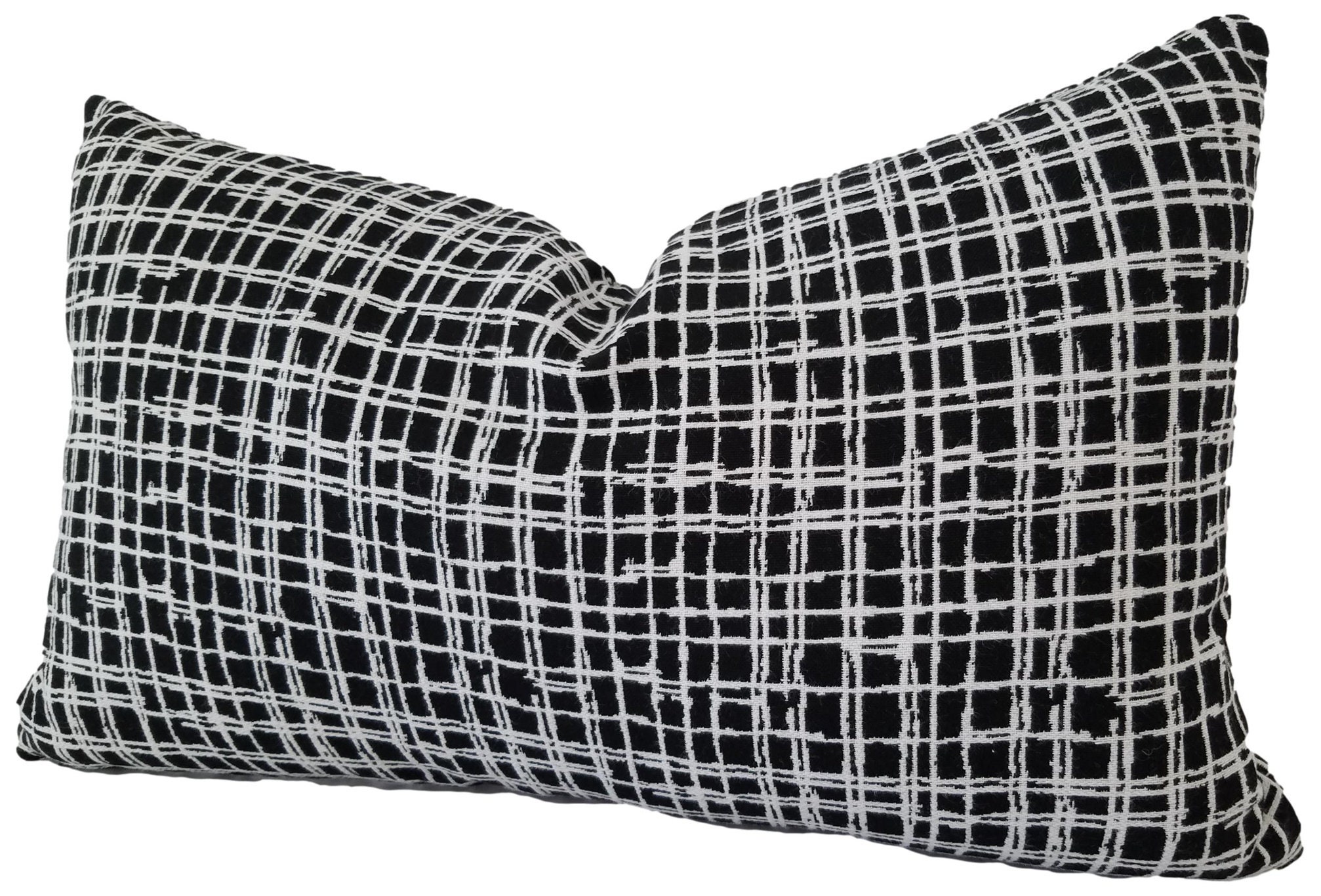 Sunbrella Outdoor Black and White Pillow Cover Plaid Pillow Etsy